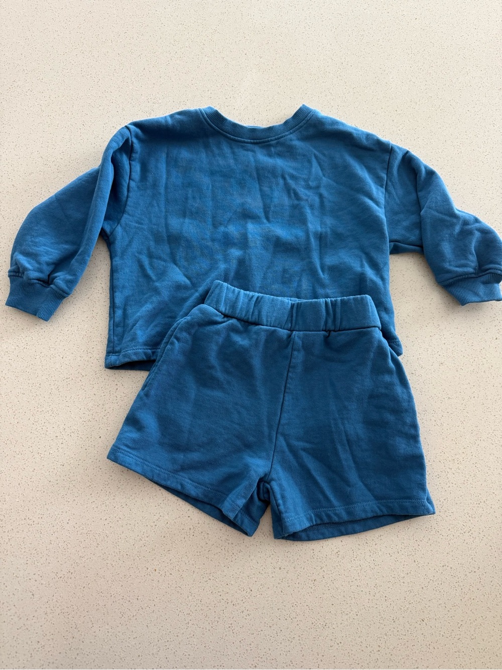 Winnie + Crew Blue Sweatshirt And Short Set